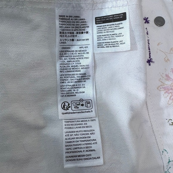 Levis Trucker Doodle Print Trucker Jacket Womens S White Floral Graphic Denim - Picture 5 of 10